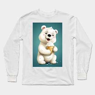 Cute Polar Bear Eating A Ice Cream Long Sleeve T-Shirt